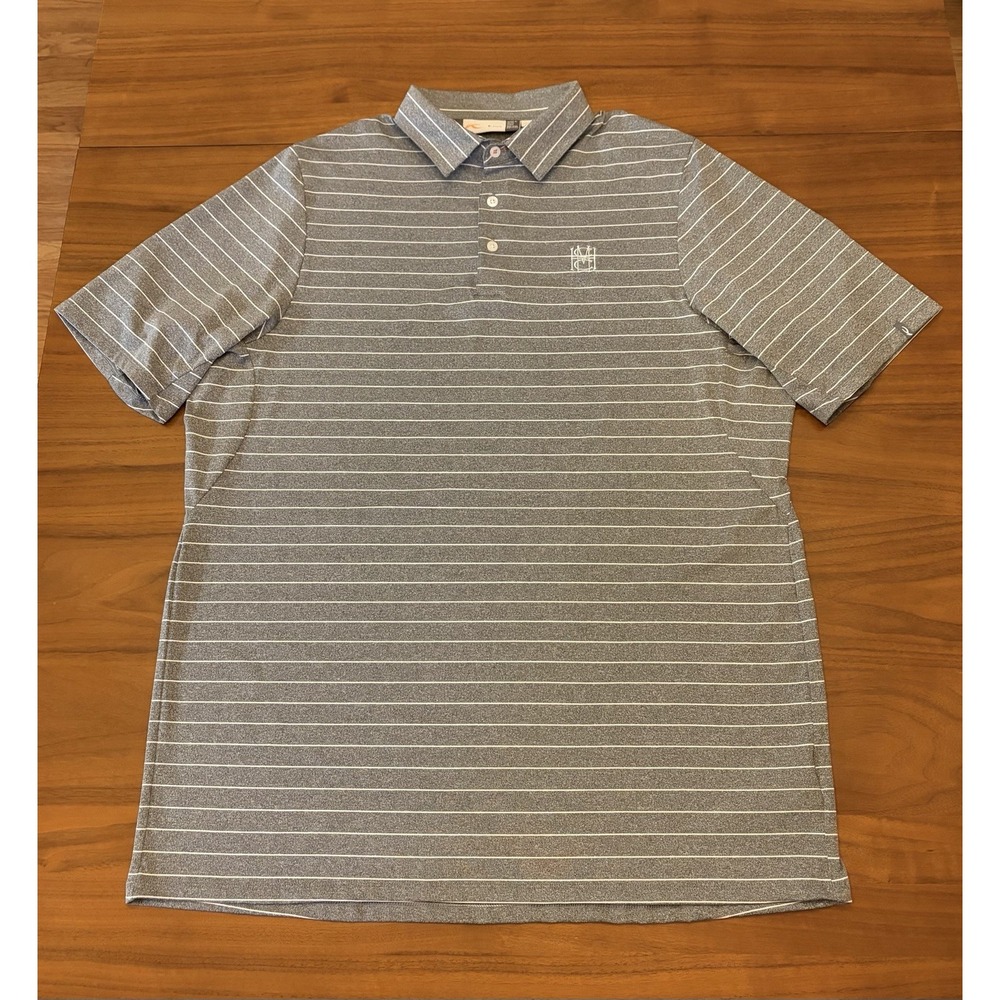 KJUS Golf Polo Shirt Mens 56 2XL Gray White Stripe Soren Stretch Mission Hills - Picture 2 of 14